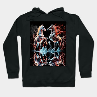 Fire and Ice Horses Fighting Hoodie